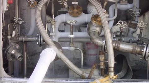 Cryogenic system of tubes and valves Stock-Footage 80441384