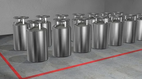 Cryonic tanks, liquid nitrogen containers . 3d animation Stock Footage 98370904