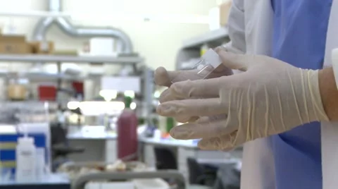 Cryostat Microscope slide preparation in Science Lab Stock Footage 1847877