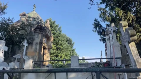 Crypt and graves in the cemetery Stock Footage 201329256