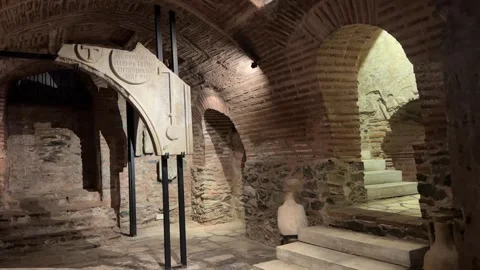 Crypt Archaeological Site Below Saint Demetrius Church Thessaloniki Stock Footage 323376428