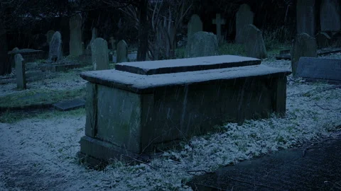 Crypt Grave In Snowfall Late In The Day Stock Footage 160846825