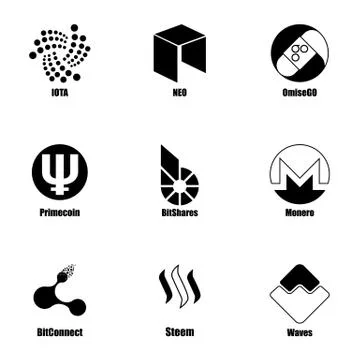 Crypt icons set, simple style Ilustración de archivo