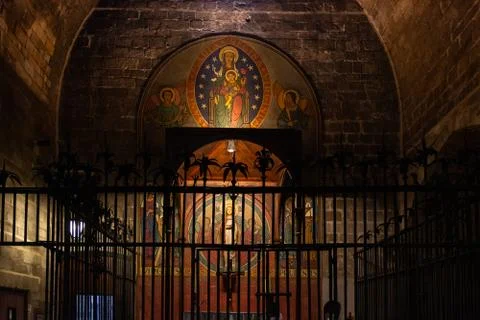 Crypt of saint Eulalia inside Barcelona Cathedral, Barcelona. Stock Photos