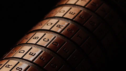 Cryptex Reveals Secret Word, Code Breaking and Hidden Message Macro Shot Stock Footage 335186804