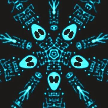 Cryptic Alien Kaleidoscope Circle – Sci-Fi Illustration Artwork 스톡 일러스트