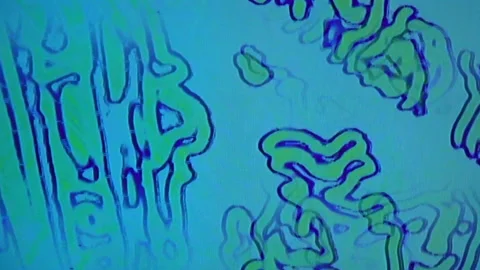 Cryptic cyan-colored patterns generated by video synthesizer. Vídeo Stock 314926728