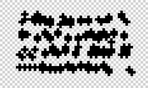 Cryptic unreadable isolated pixel Text. Futuristic alien alphabet. Abstract Stock Illustration