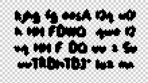 Cryptic unreadable isolated pixel Text. Futuristic alien alphabet. Abstract. Illustrazione stock