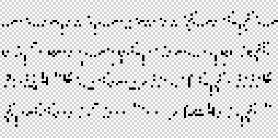 Cryptic unreadable isolated pixel Text. Futuristic alien alphabet. Abstract. Stock Illustration