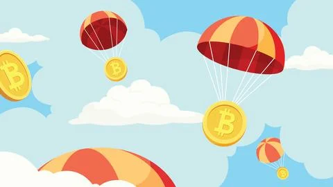 Crypto Airdrop Flat Design Stock Illustration