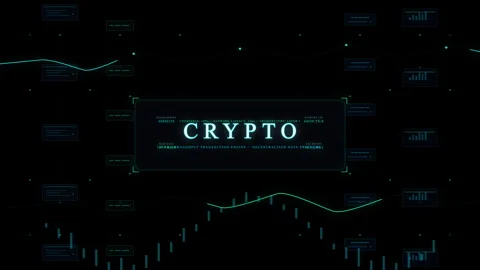 Crypto animation loop with neon graphs, dark futuristic HUD footage Stock Footage 346541079