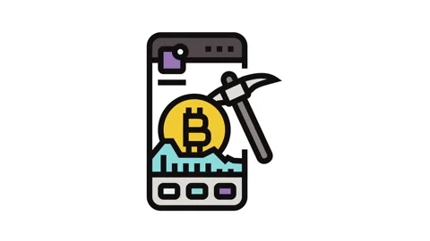 Crypto app cryptocurrency mining color icon animation Stock Footage 326109563