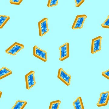 Crypto app cryptocurrency mining isometric icon seamless pattern イラスト素材