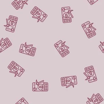 Crypto app cryptocurrency mining line seamless pattern イラスト素材