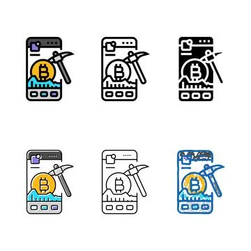 Crypto app cryptocurrency multipack mining color icon vector Stock Illustration
