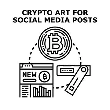 Crypto art for social media posts concept Stock Illustration