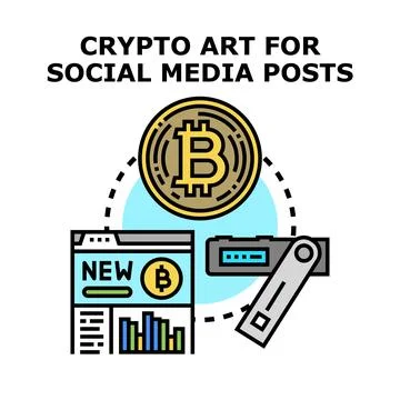 Crypto art for social media posts concept Stock Illustration