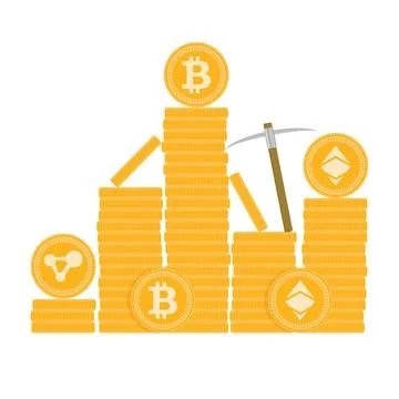 Crypto assets coins, stacks on cryptocurrency, financial crypto fund Stock Illustration