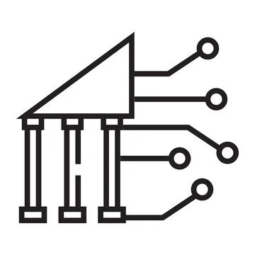 Crypto banks, exchanges and shops outline icon isolated on white background. Stock Illustration
