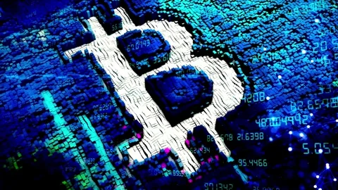 Crypto Bitcoin Currency Background. Technology Cryptocurrency blockchain 4k Stock Footage 336443112