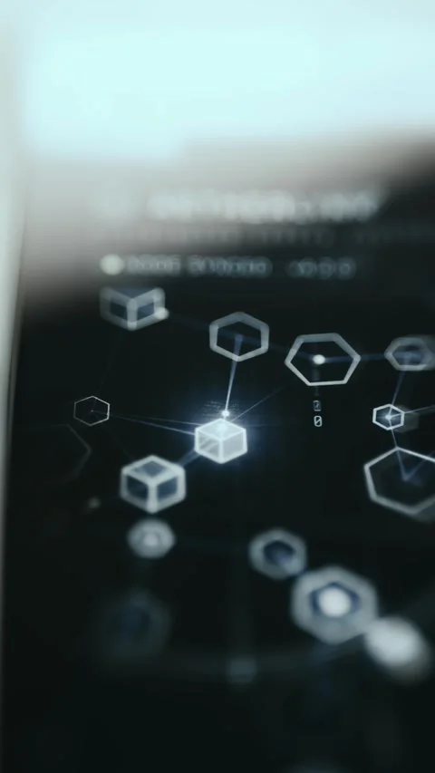 Crypto Blockchain Interface Close Up showing live status Stock Footage 337435030
