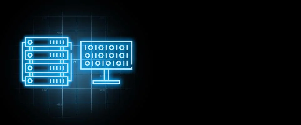 Crypto business concept. Big data and equipment for cryptocurrency mining wit Illustrazione stock