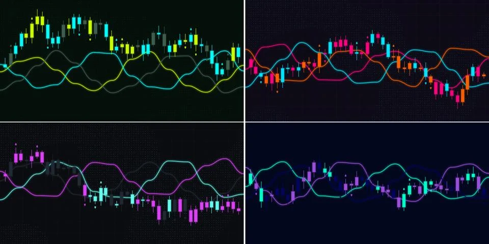 Crypto Candlestick Chart 4 Color Variations Bundle 01 스톡 일러스트