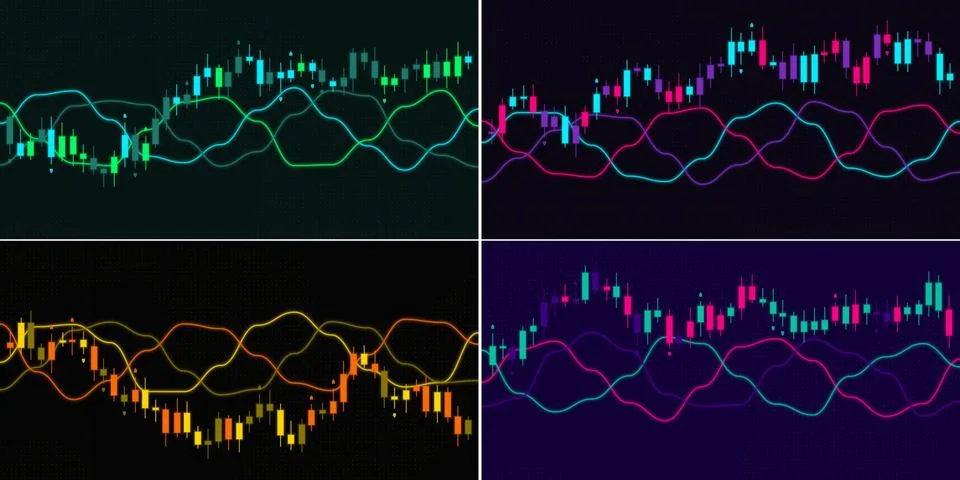 Crypto Candlestick Chart 4 Color Variations Bundle 03 스톡 일러스트