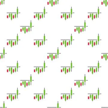 Crypto Candlestick Chart vector Crypto Trading seamless pattern Illustrazione stock