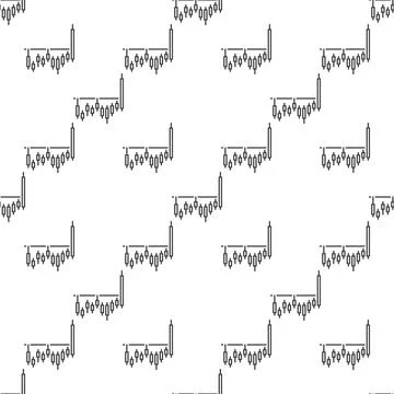 Crypto Candlestick Chart vector Price Movements seamless pattern in outline.. Stock Illustration