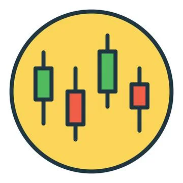 Crypto Candlestick Charts in Circle vector Technical Analysis colored icon .. Illustrazione stock