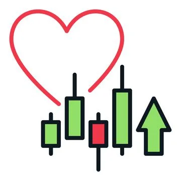 Crypto Chart and Heart vector colored icon or logo element Stock Illustration