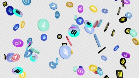 Crypto Coin Fall Stock-Footage 301613028