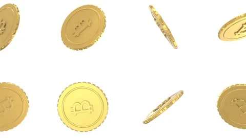 Crypto Coins Falling on a White Background. Bitcoin 3D Animation. 4K Stock Footage 311096510