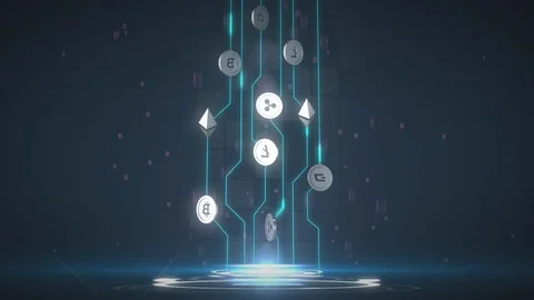 Crypto coins floating 库存影片 100797132