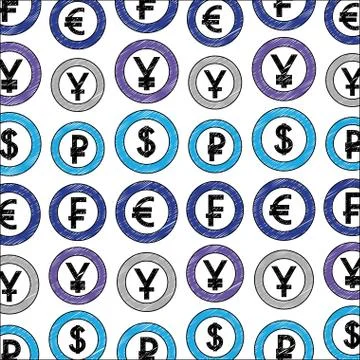 Crypto coins isometric pattern イラスト素材