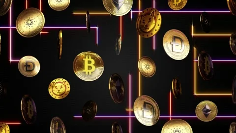 Crypto Coins Loop Background 4k Video stock 249645051
