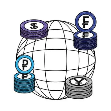 Crypto coins with sphere isometric pattern 스톡 일러스트