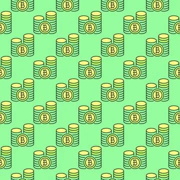 Crypto Coins vector Bitcoin Cryptocurrency colored seamless pattern Stock Illustration