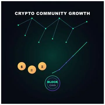Crypto Community Growth Blockchain Data Chart Animation Illustrazione stock
