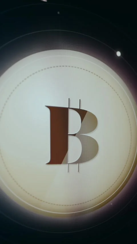 Crypto concept illustration featuring a stylized gold Bitcoin icon Stock Footage 333450749
