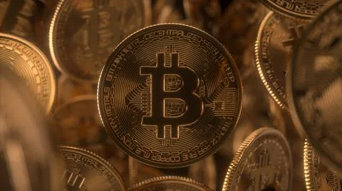 Crypto currency, bitcoin. Blockchain technology, bitcoin mining. Bitcoin Cryp Stock Illustration