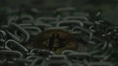 Crypto currency, bitcoin. BTC, Bit Coin. Blockchain technology, bitcoin mining Stock Footage 162469712