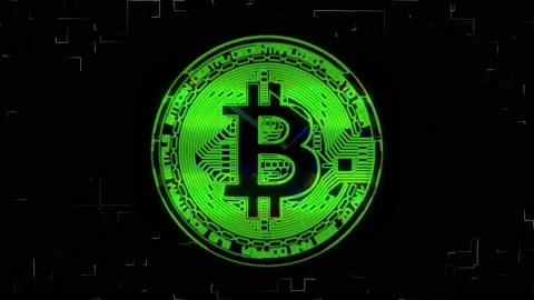 Crypto currency, bitcoin. BTC, Bit Coin. Blockchain technology. Background Stock Footage 223220997