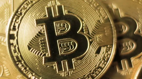 Crypto currency, bitcoin. BTC, BitCoin. Blockchain technology, bitcoin mining Stock Footage 243764312