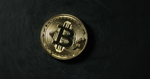 Crypto currency Bitcoin coin. Macro shots crypto currency Bitcoin coins rotating Stock Footage 79039316
