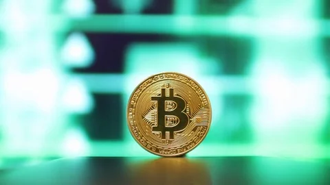 Crypto currency Bitcoin coin. Macro shots crypto currency Bitcoin coins Stock Footage 84769506