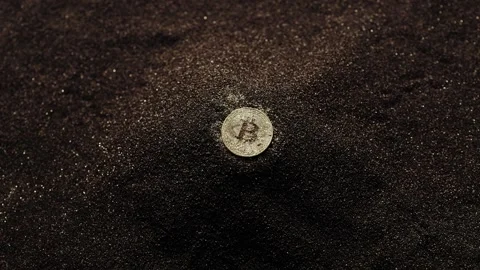 Crypto currency Bitcoin extreme close up stock footage. Golden BTC coins.  Stock Footage 253576507