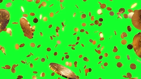 Crypto currency, bitcoin Falling Animation with Chroma Key Stock Footage 144769547